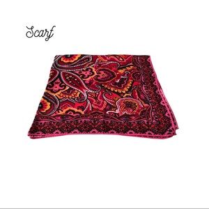 COLORFUL PRINT SCARF-RED,BLACK, GOLD, FUSHIA-NEW